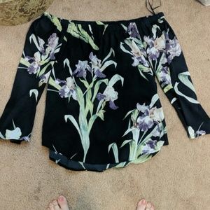 Black floral off the shoulder top